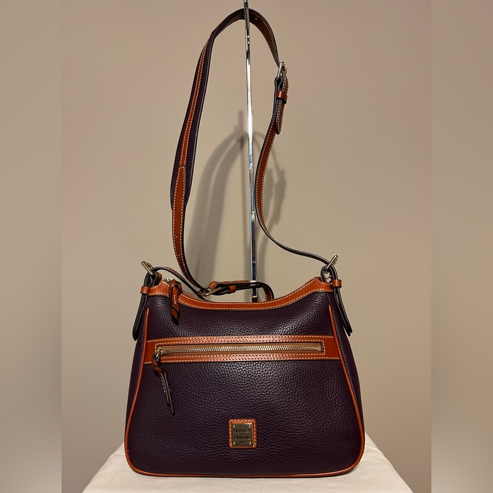 DOONEY & BOURKE Piper Plum Wine Pebbled Leather Shoulder/Crossbody Bag -…